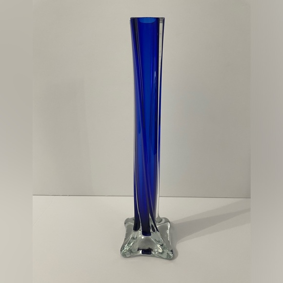 Vintage Mid Century Modern Soliflore Cobalt Blue Glass Bud Vase 10” H - Picture 1 of 7